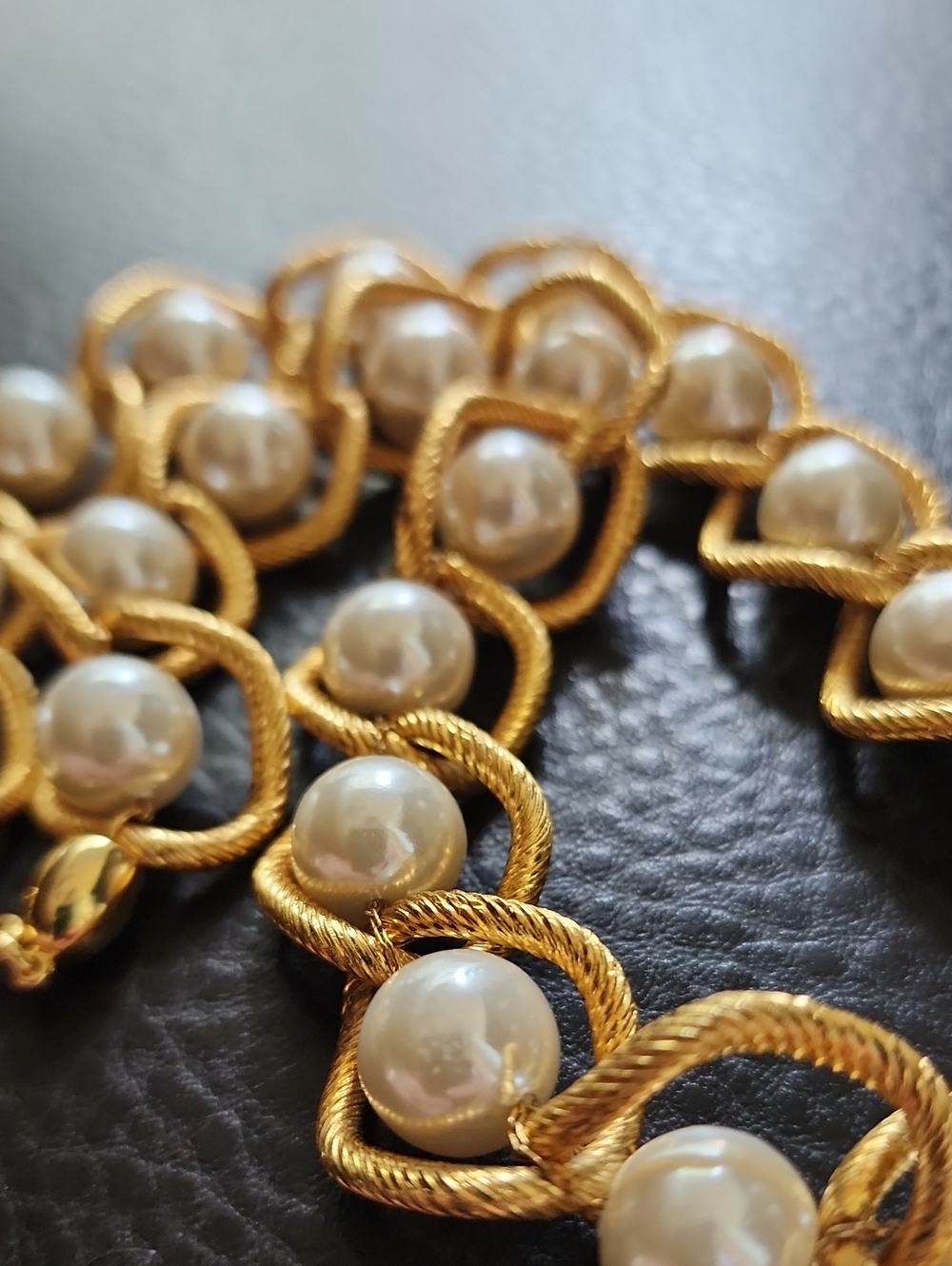 Gold Pearl Link Necklace - Elegant Women's Jewelry